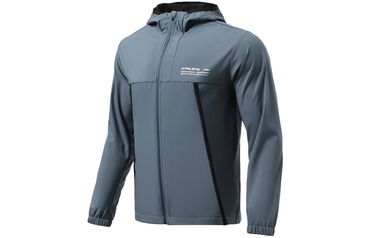 Li-Ning Fitness Series Loose Fit Letter-Pattern Hoodie Jacket Gray Blue AFDR353-3