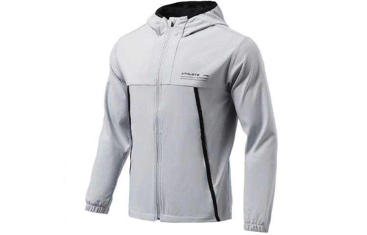 Li-Ning Fitness Series Oversized Gray Hoodie Jacket with Letter Design AFDR353-2