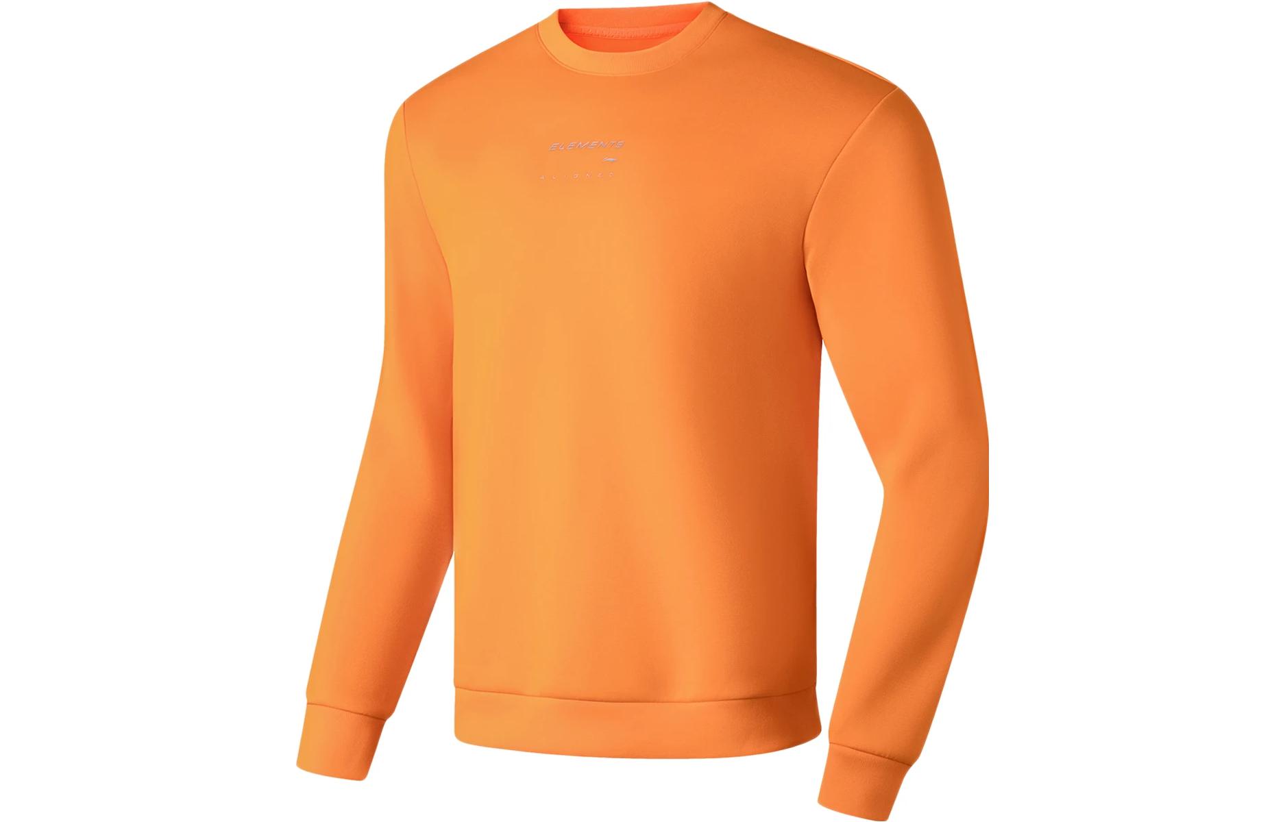 Li-Ning Fitness Series Pullover Sweatshirt Ice Orange with Logo Print AWDT035-4
