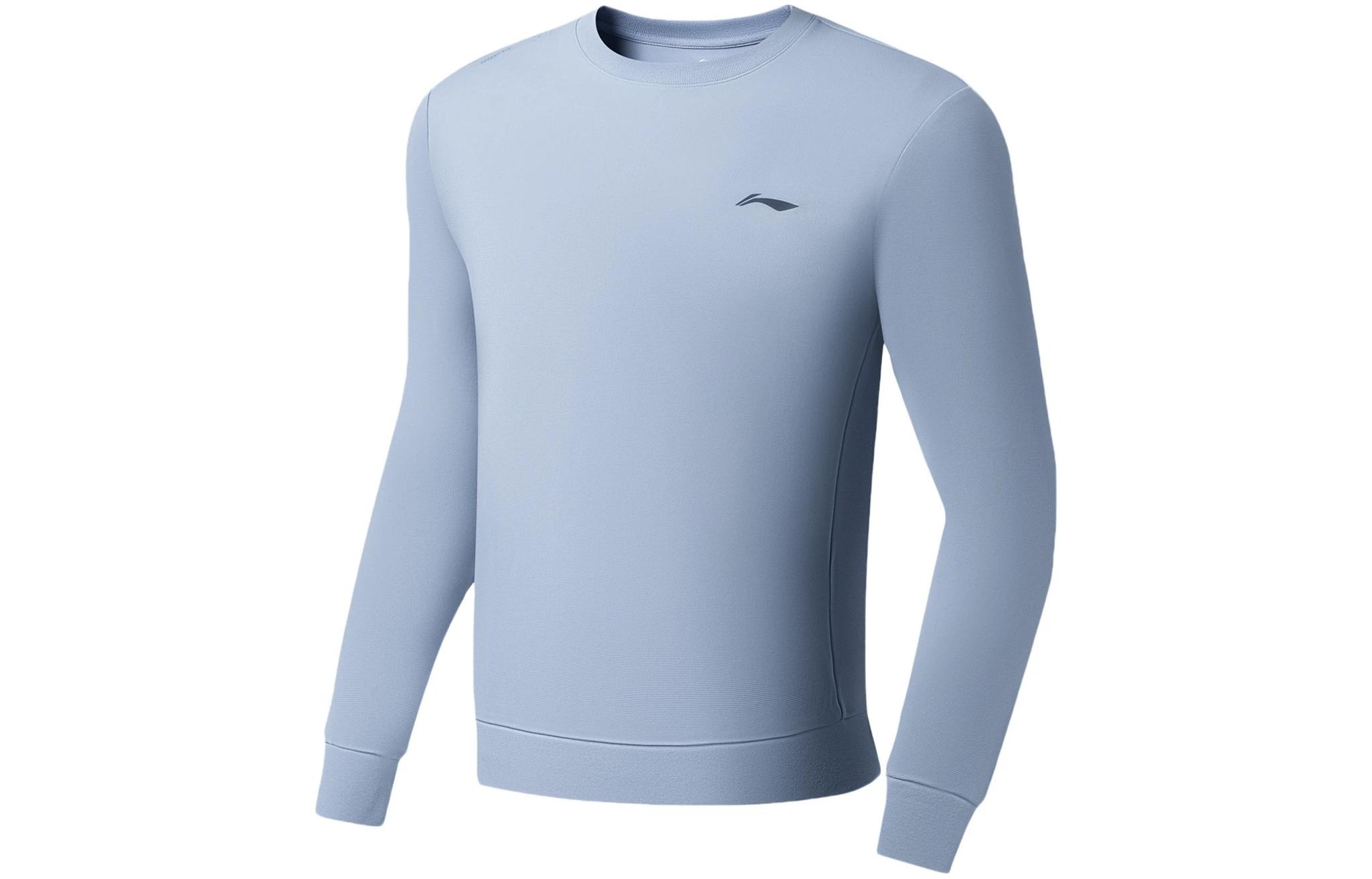 Li-Ning Fitness Series Pullover Sweatshirt Logo Soft Gray Blue AWDSB81-5