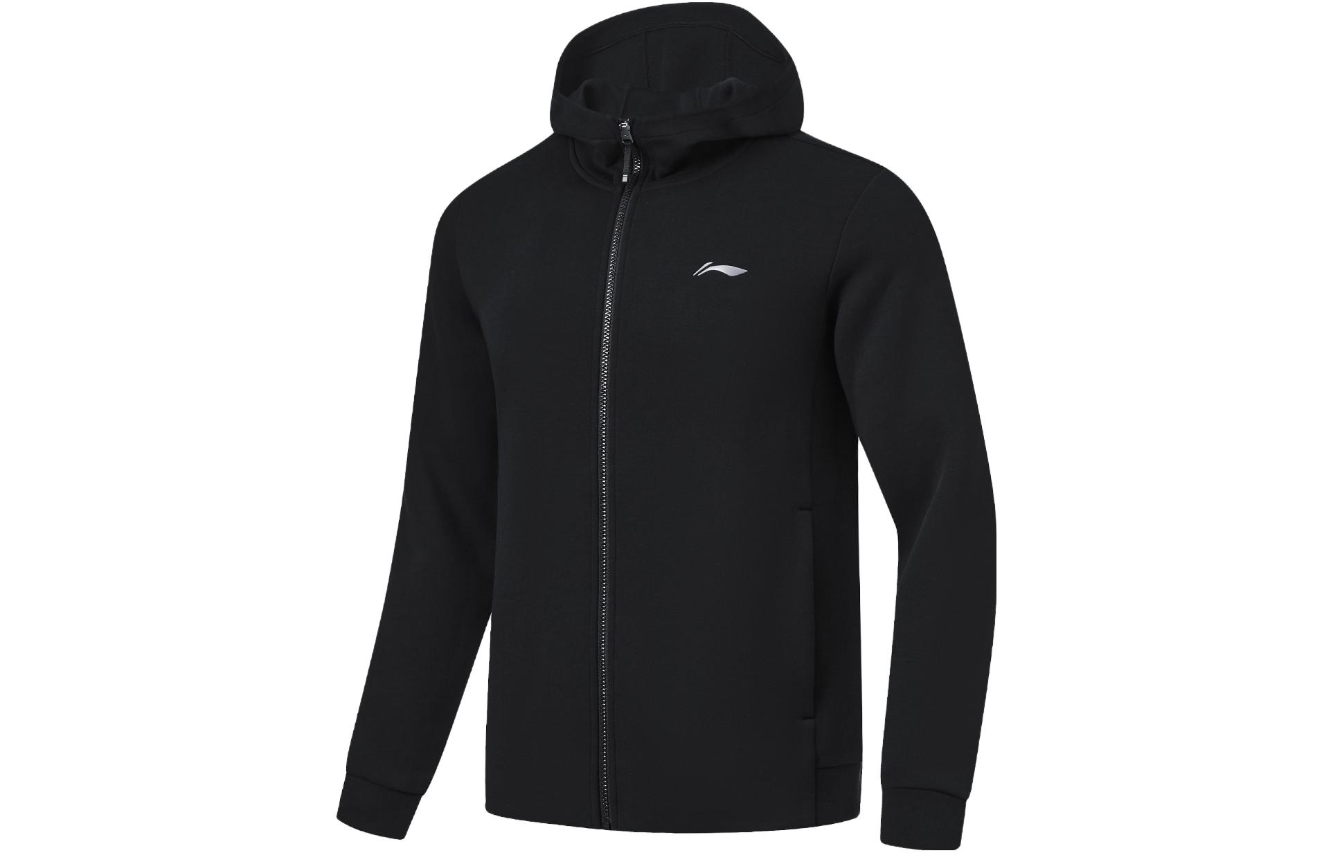 Li-Ning Fitness Series Solid Black Knitted Hoodie Jacket AWDU127-1