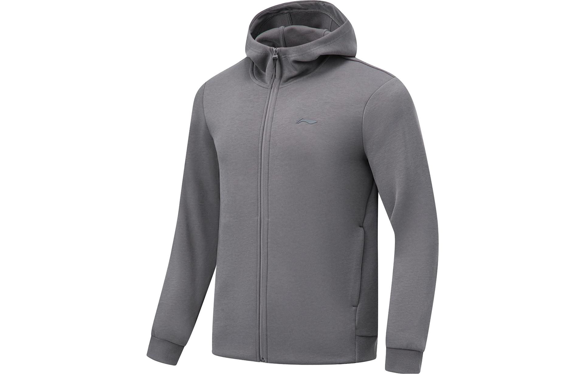 Li-Ning Fitness Series Solid Color Hooded Zip-Up Warm Sweatshirt AWDT797-3