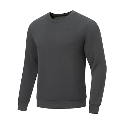 Li-Ning Fitness Series Solid Color Logo Crewneck Sweatshirt Men’s Heather Black AWDT433-1