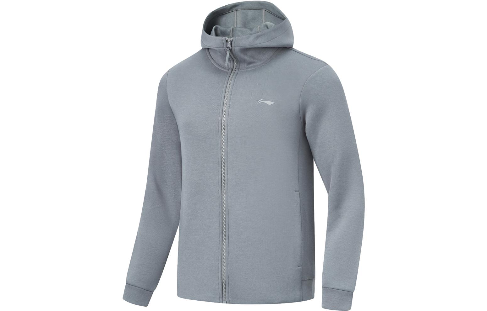 Li-Ning Fitness Series Solid Gray Knit Zip Hoodie AWDU127-5