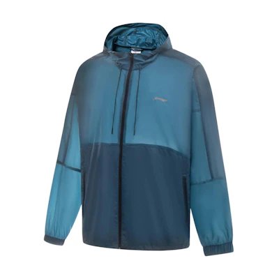 Li-Ning Fitness Series Solid Logo Print Hoodie Jacket in Dark Navy AFDT527-3