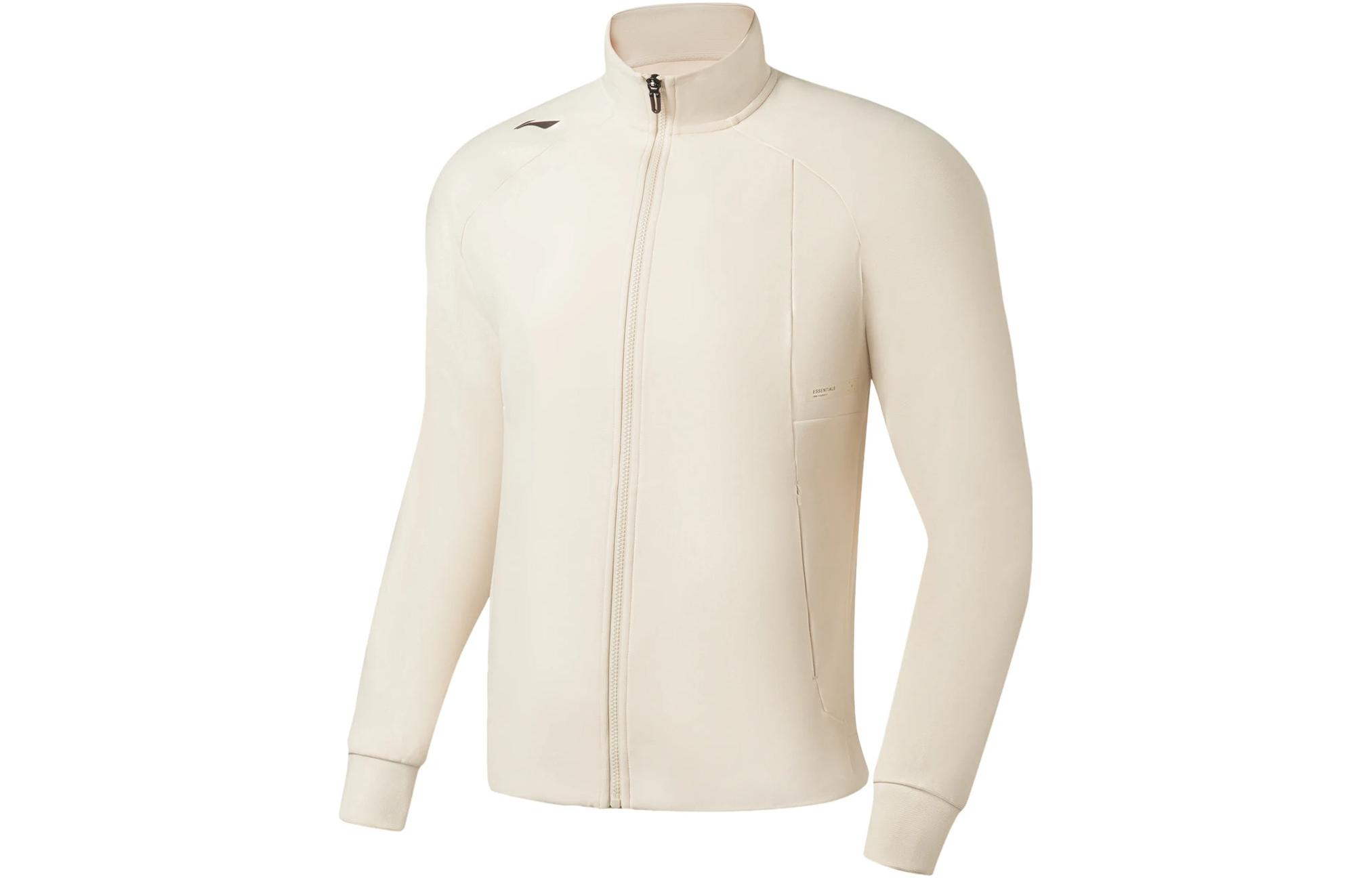 Li-Ning Fitness Series Solid Logo Zip-Up High-Neck Sweatshirt Swan White (Men) AWDSB83-2
