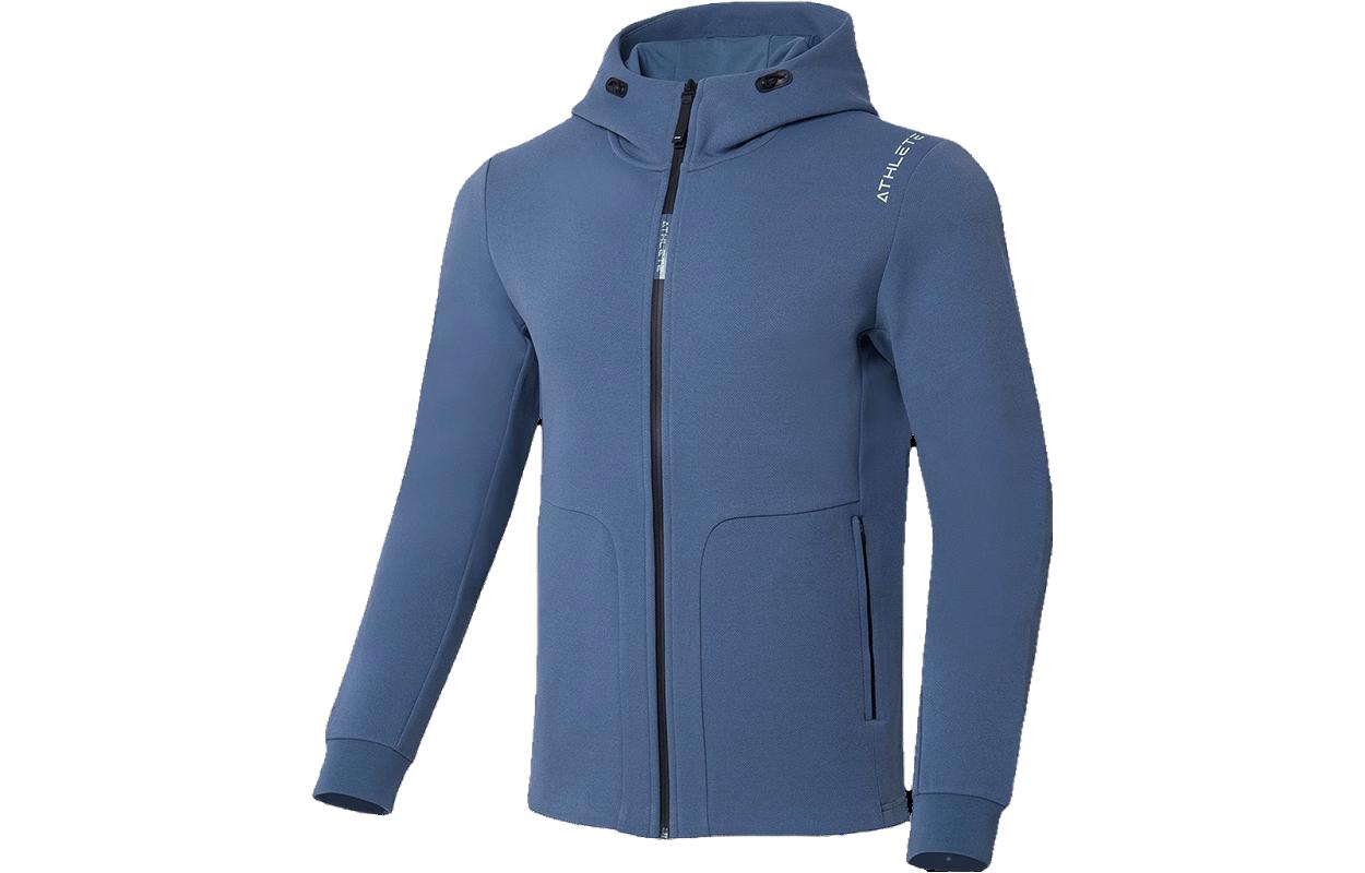 Li-Ning Fitness Series Stone Gray Blue Hoodie Unisex Zipper Long Sleeve AWDS093-8