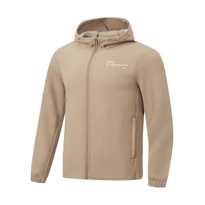 Li-Ning Fitness Series Waterproof Fleece Hooded Jacket for Men in Light Brown AFDT635-2