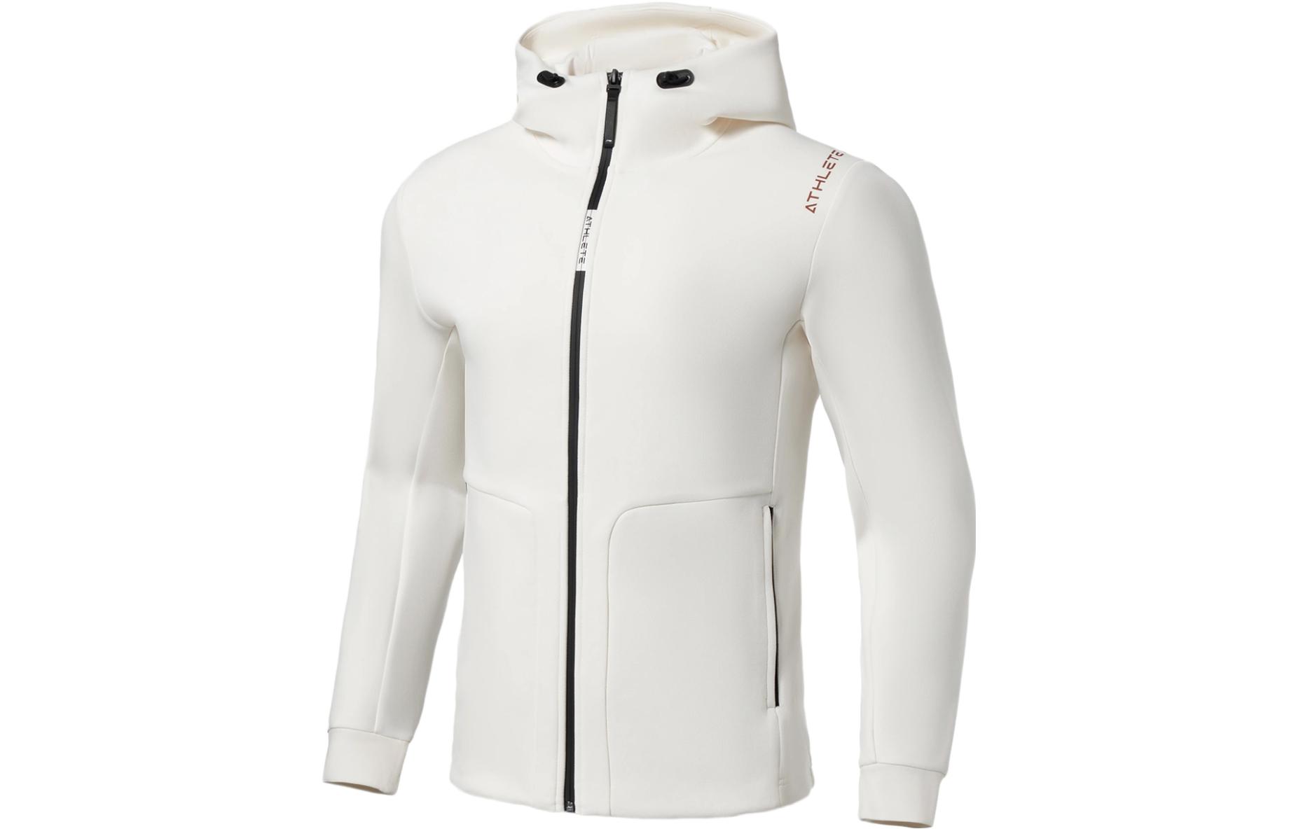 Li-Ning Fitness Series White Zipper Hoodie Jacket with Letter Print AWDS093-6
