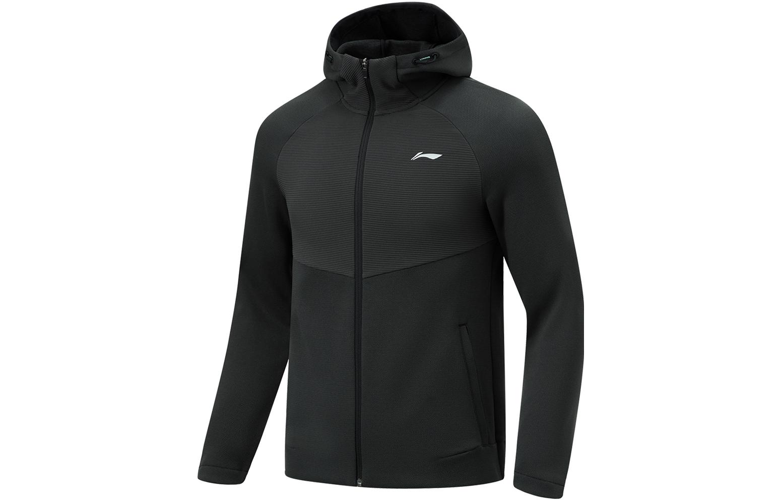 Li-Ning Fitness Series Zip-Up Hoodie Jacket - Solid Black Mix AWDU069-1
