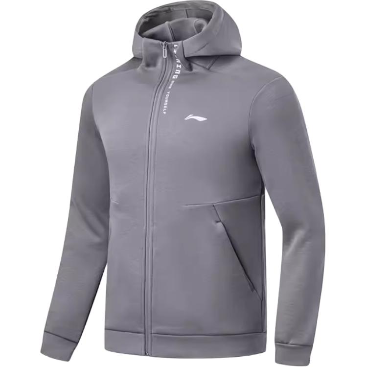 Li-Ning Fitness Series Zip Hoodie Smoke Gray Hooded Jacket AWDTA67-2