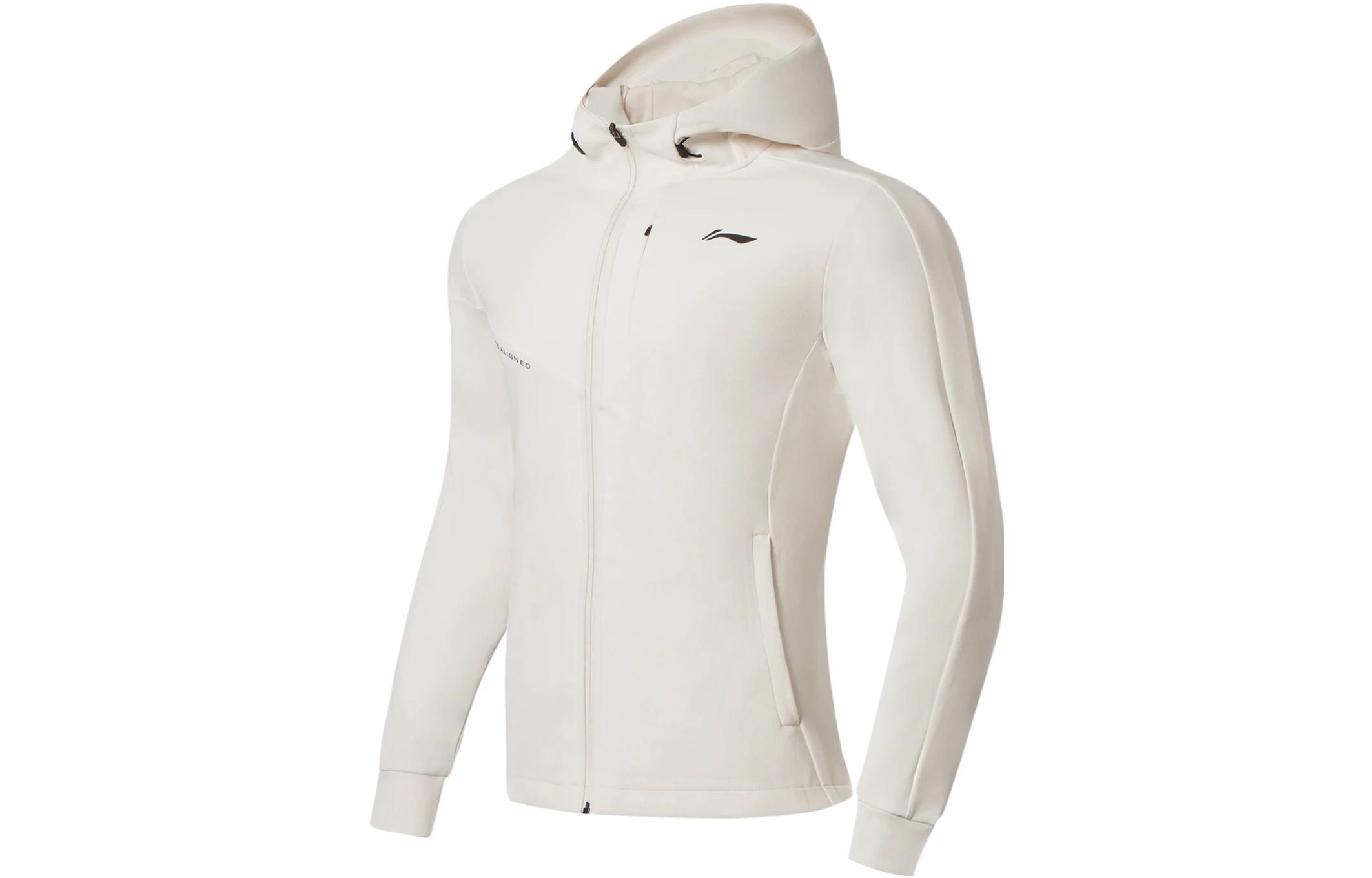 Li-Ning Fitness Series Zip Hoodie with Back Letter Print - Off-White AWDS627-9