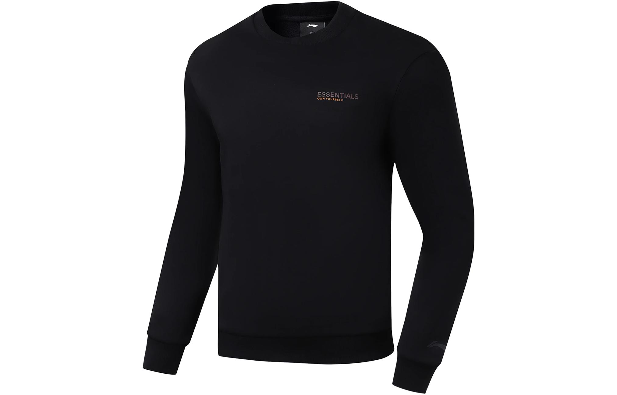 Li-Ning Fitness Warm Fleece Crewneck Casual Loose Sweatshirt Men Black AWDTC83-1