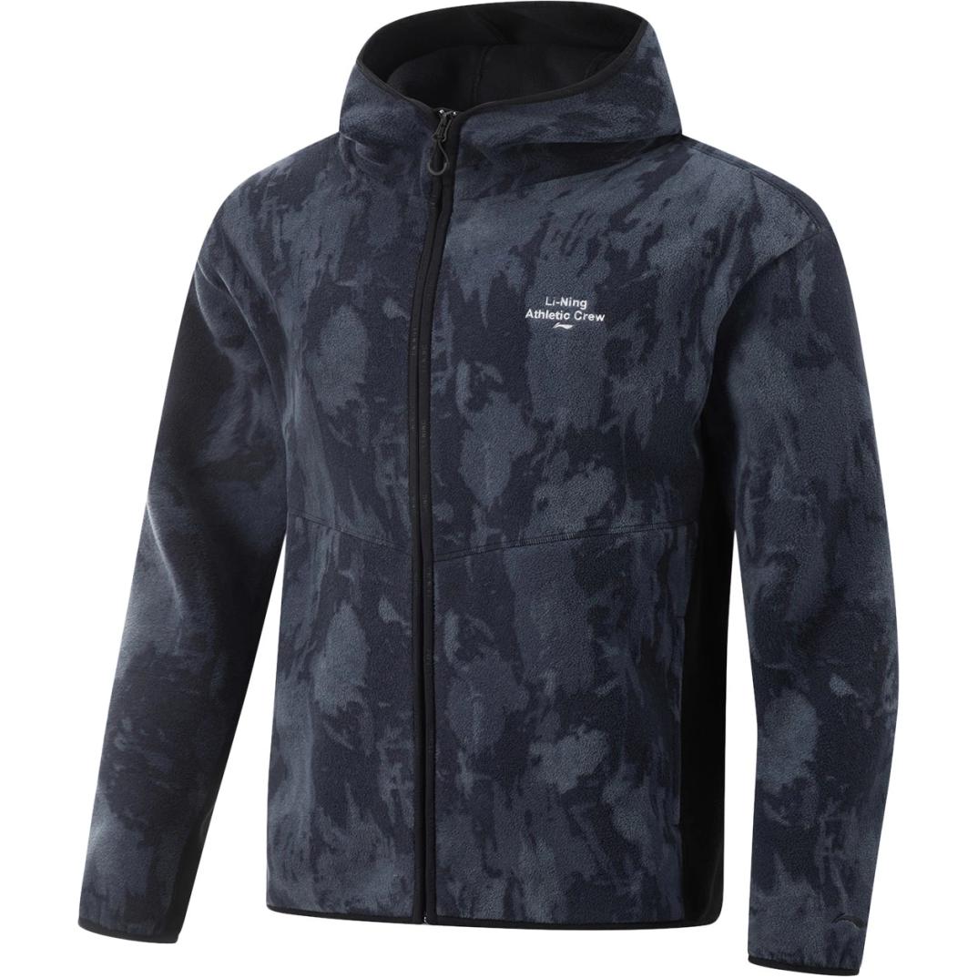 Li-Ning Fitness Warm Fleece Hoodie Jacket - Black/Gray for Outdoor & Gym AFDU963-5