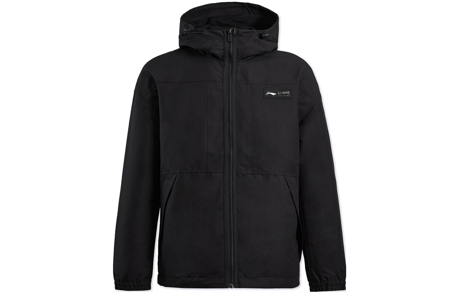 Li-Ning Fitness Waterproof Hooded Long Sports Jacket Black - Fall Edition AFDT929-1