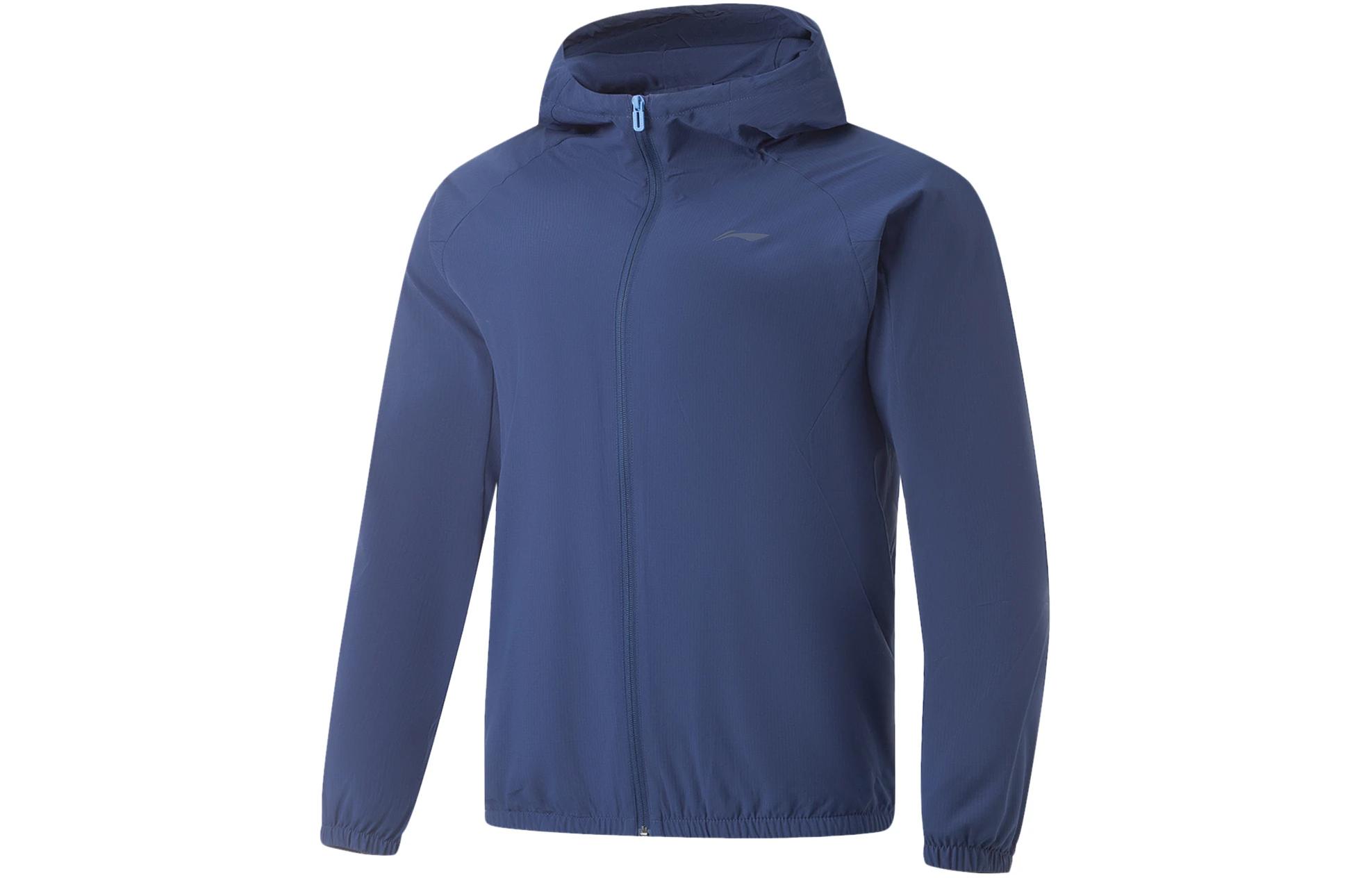 Li-Ning Fitness Windproof Water-Resistant Hooded Jacket Navy Blue AFDU089-3