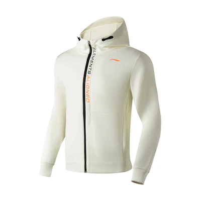 Li-Ning Fitness Zip-Up Hoodie Cream White Pullover Jacket AWDT051-2
