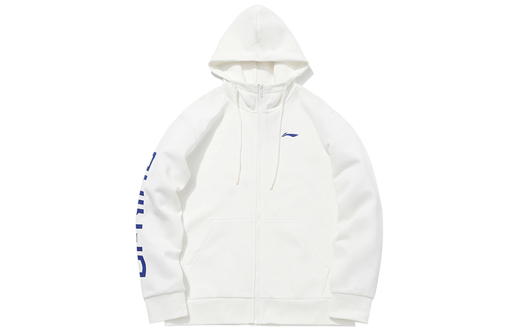 Li-Ning Fleece-lined Logo Hoodie Unisex - Off White Sports Fashion Series AWDPD23-18
