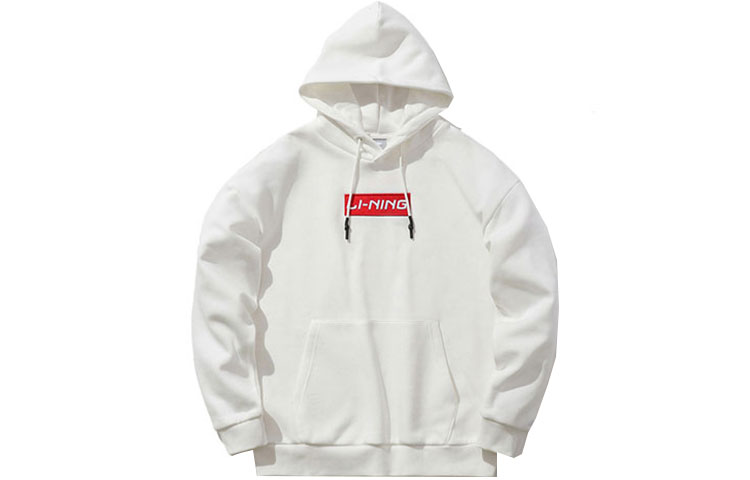 Li-Ning Fleece-Lined Warm Sweatshirt Unisex Couple Style Off-White AWDQD06-1