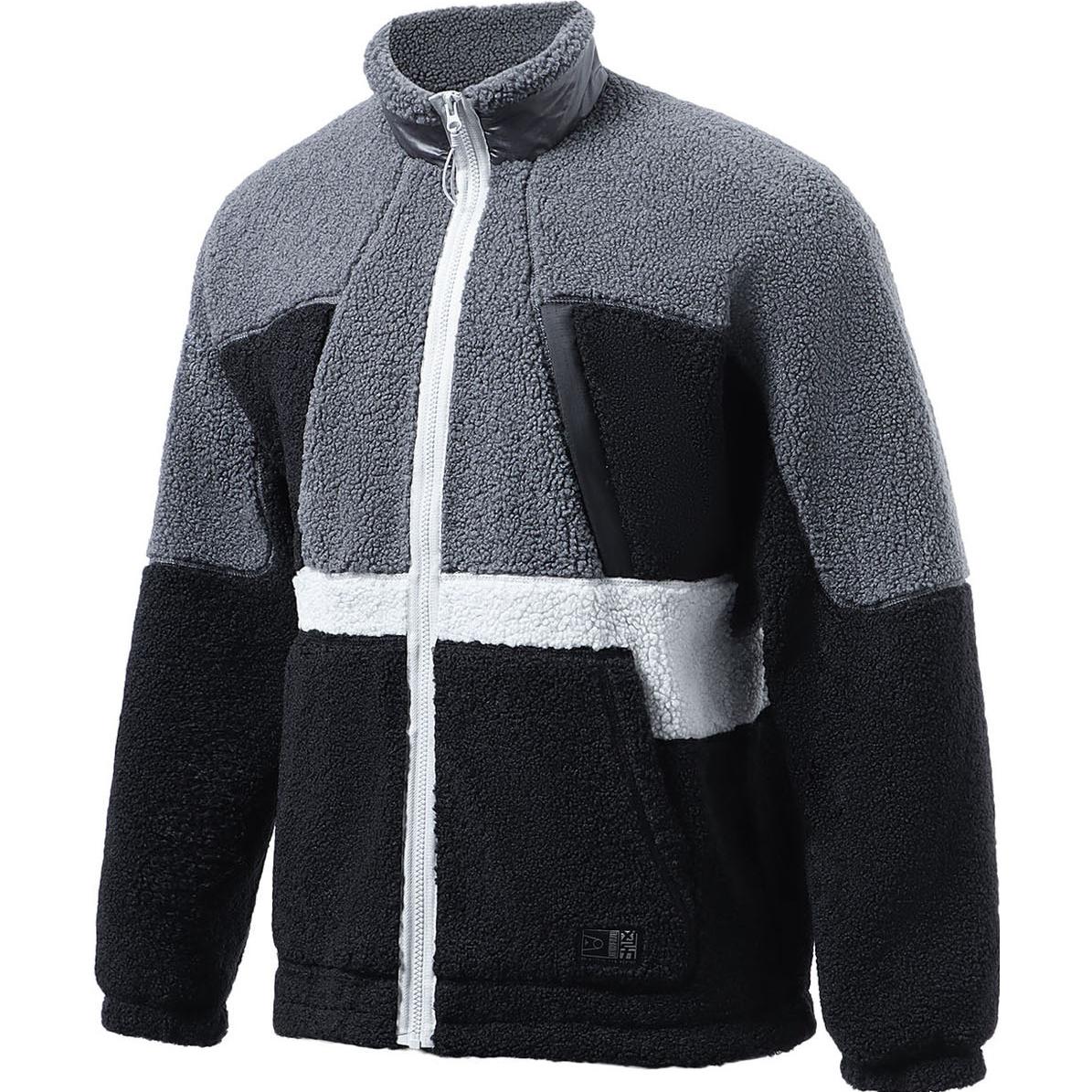 Li-Ning Fleece Basketball Jacket - Colorblock, Loose Fit, Dark Gray AFDR889-2
