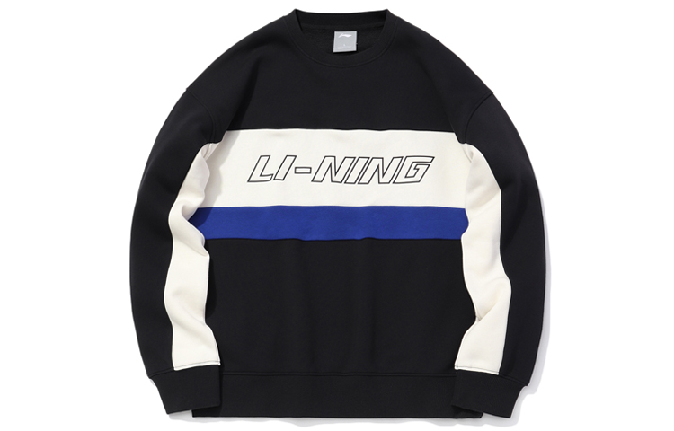 Li-Ning Fleece Crewneck Pullover Sweatshirt Unisex - Standard Black AWDQ654-1
