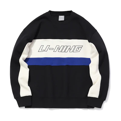 Li-Ning Fleece Crewneck Pullover Sweatshirt Unisex - Standard Black AWDQ654-1