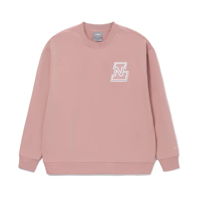 Li-Ning Fleece Crewneck Sweatshirt Winter Couple Style - Misty Rose Pink AWDRG92-2