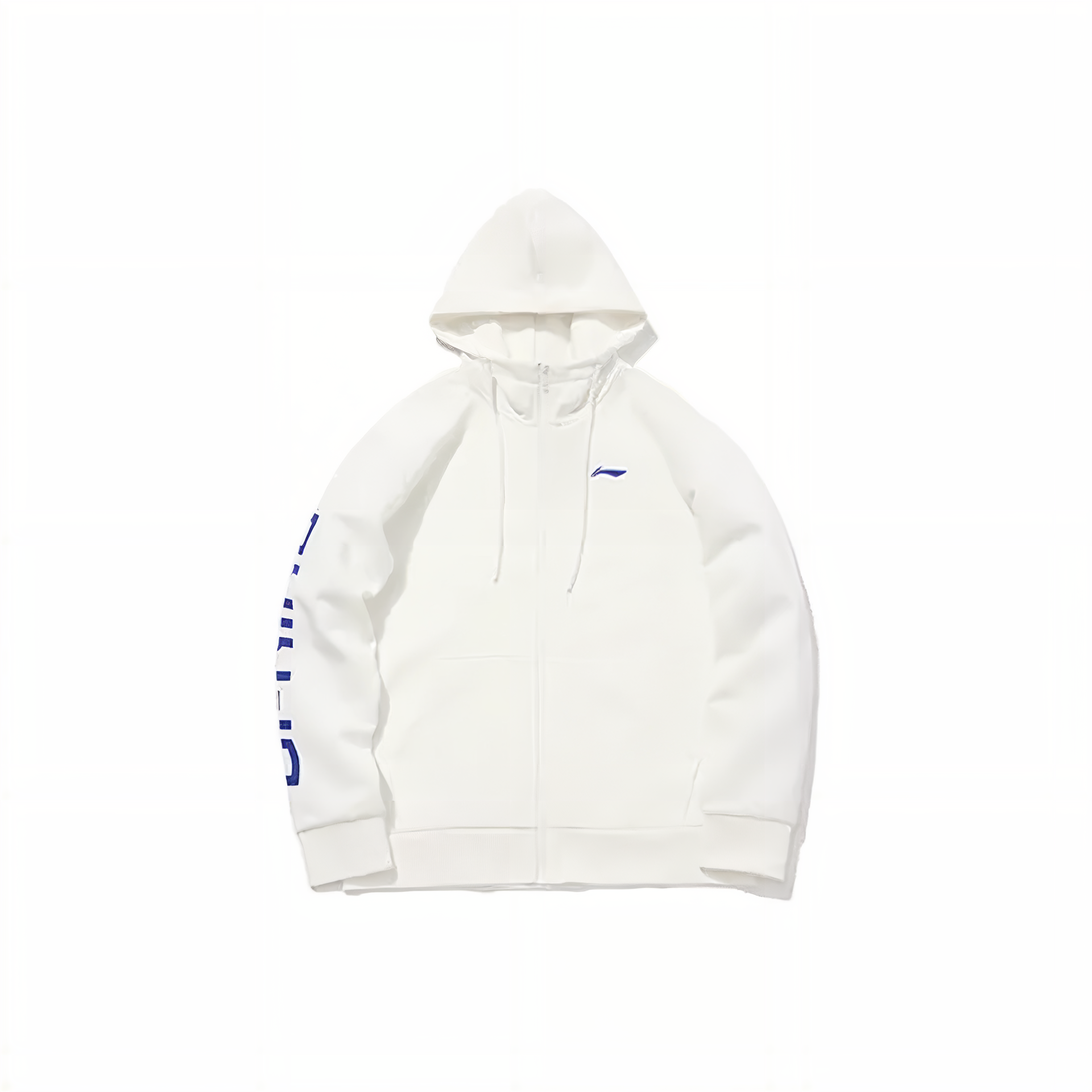 Li-Ning Fleece Hoodie with Logo Print Zip-Up - Off-White YWDT307-1