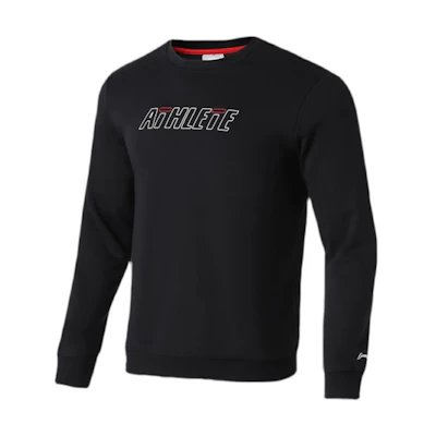 Li-Ning Fleece Lined Letter Print Crewneck Sweatshirt Black AWDRH31-1