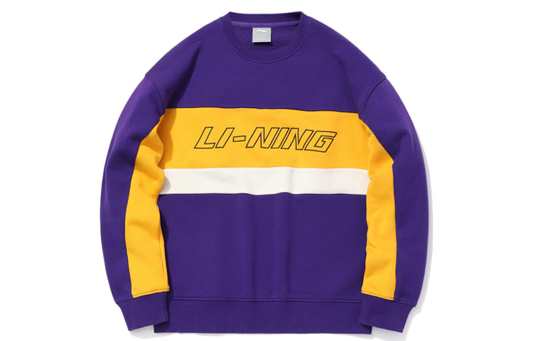 Li-Ning Fleece Loose Crewneck Sweatshirt Winter Couple Style Lakers Purple AWDQ654-4