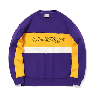Li-Ning Fleece Loose Crewneck Sweatshirt Winter Couple Style Lakers Purple AWDQ654-4
