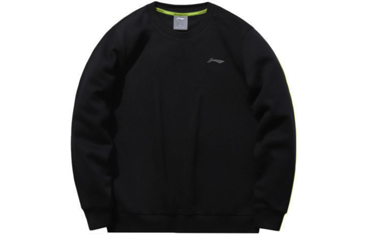 Li-Ning Fleece Pullover Sweatshirt Black Casual Sportswear AWDQB17-1