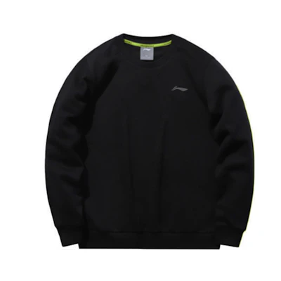Li-Ning Fleece Pullover Sweatshirt Black Casual Sportswear AWDQB17-1
