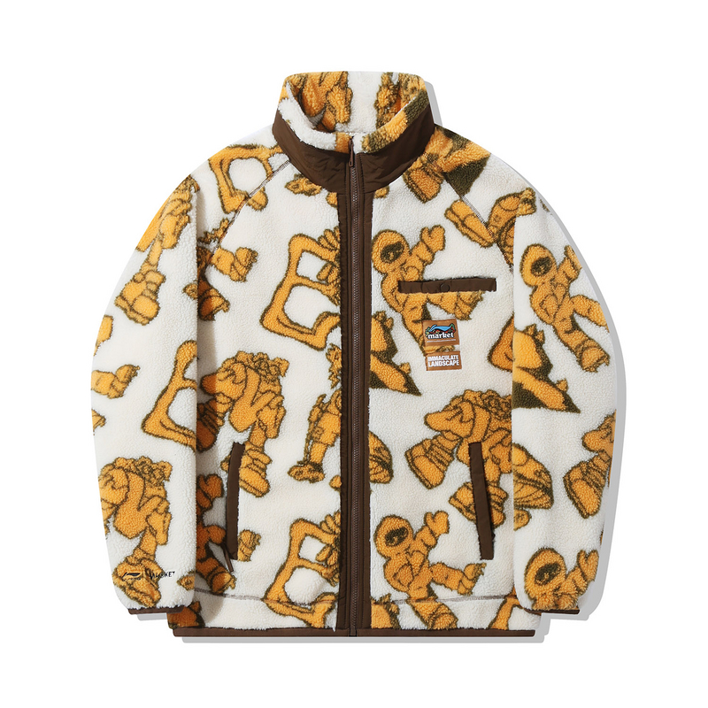 Li-Ning Fleece Sweatshirt Cloud Almond Full Print Casual Sports Series AWDT913-1