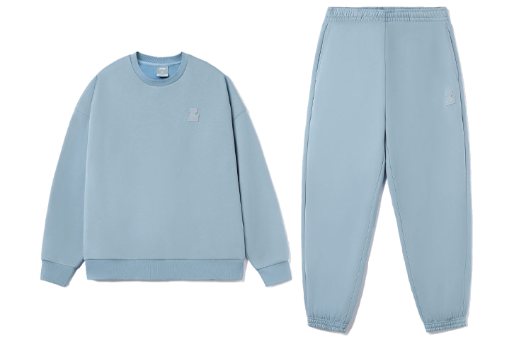 Li-Ning Fleece Warm Pullover Sweatshirt and Pants Set William Blue Unisex Couple Outfit AWER020-4