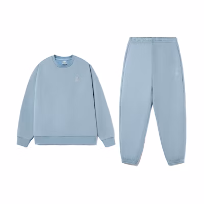 Li-Ning Fleece Warm Pullover Sweatshirt and Pants Set William Blue Unisex Couple Outfit AWER020-4