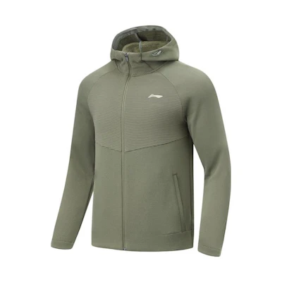 Li-Ning Fleece Zipper Hoodie Jacket - Fitness Series in Mixed Smoke Green AWDU069-3