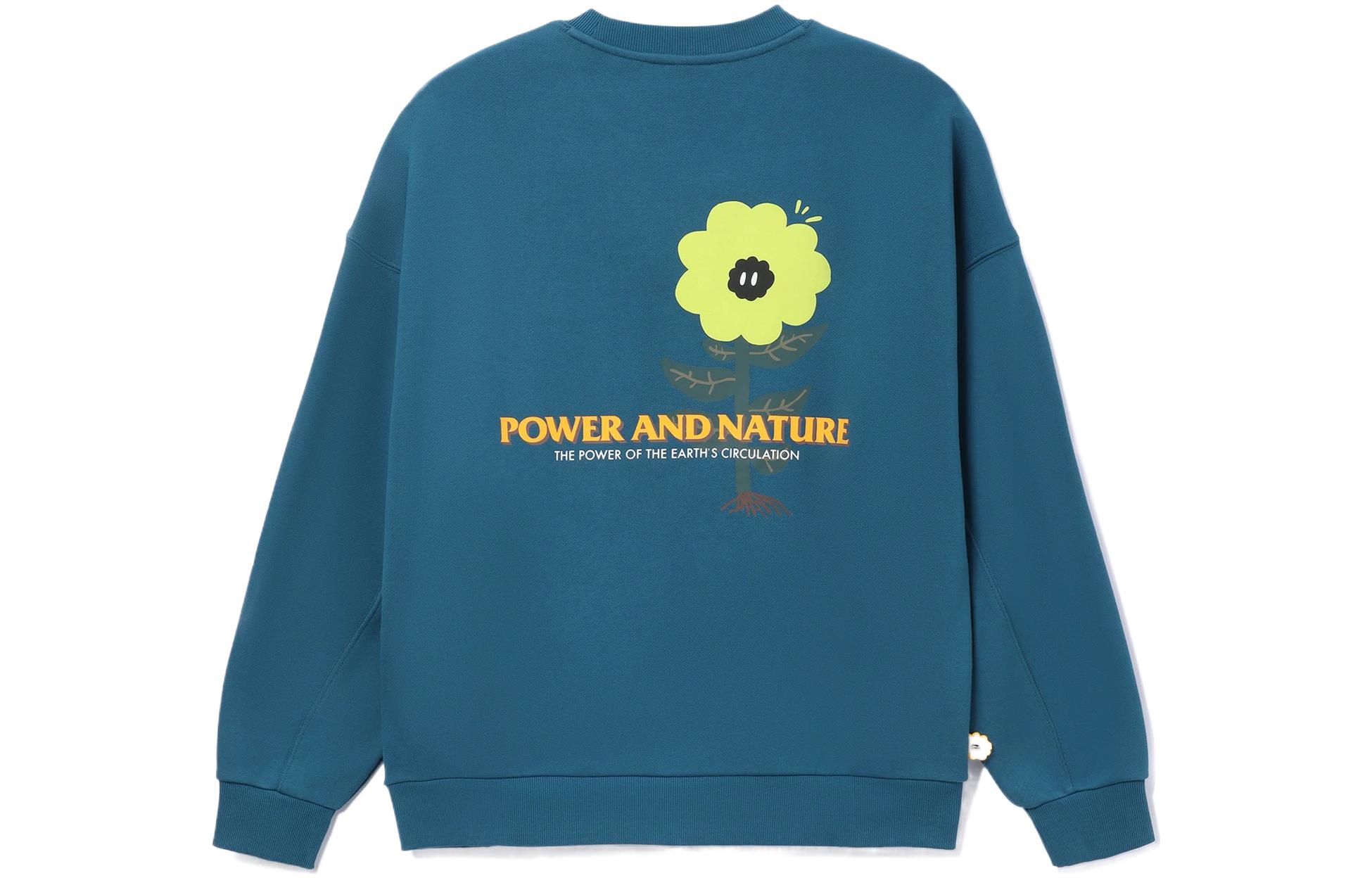 Li-Ning Floral Print Loose Crewneck Sweatshirt Blue - Sports Fashion Series AWDRF35-1