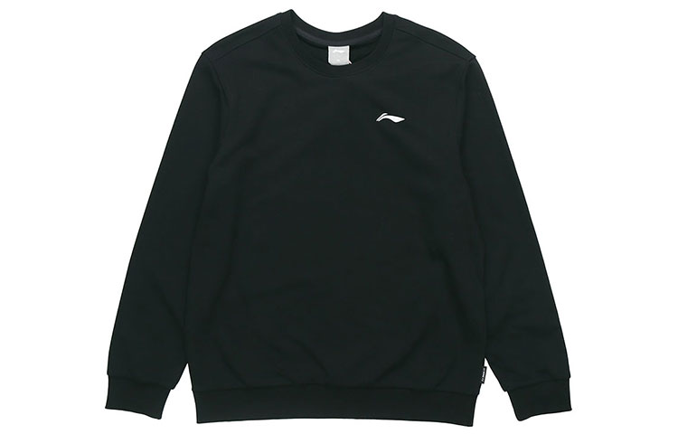 Li-Ning Football Series Embroidered Logo Knit Pullover Sweatshirt Black Mens AWDRB41-1