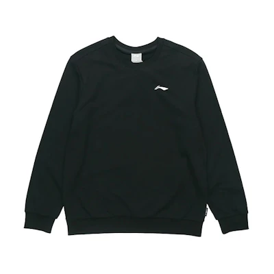 Li-Ning Football Series Embroidered Logo Knit Pullover Sweatshirt Black Mens AWDRB41-1