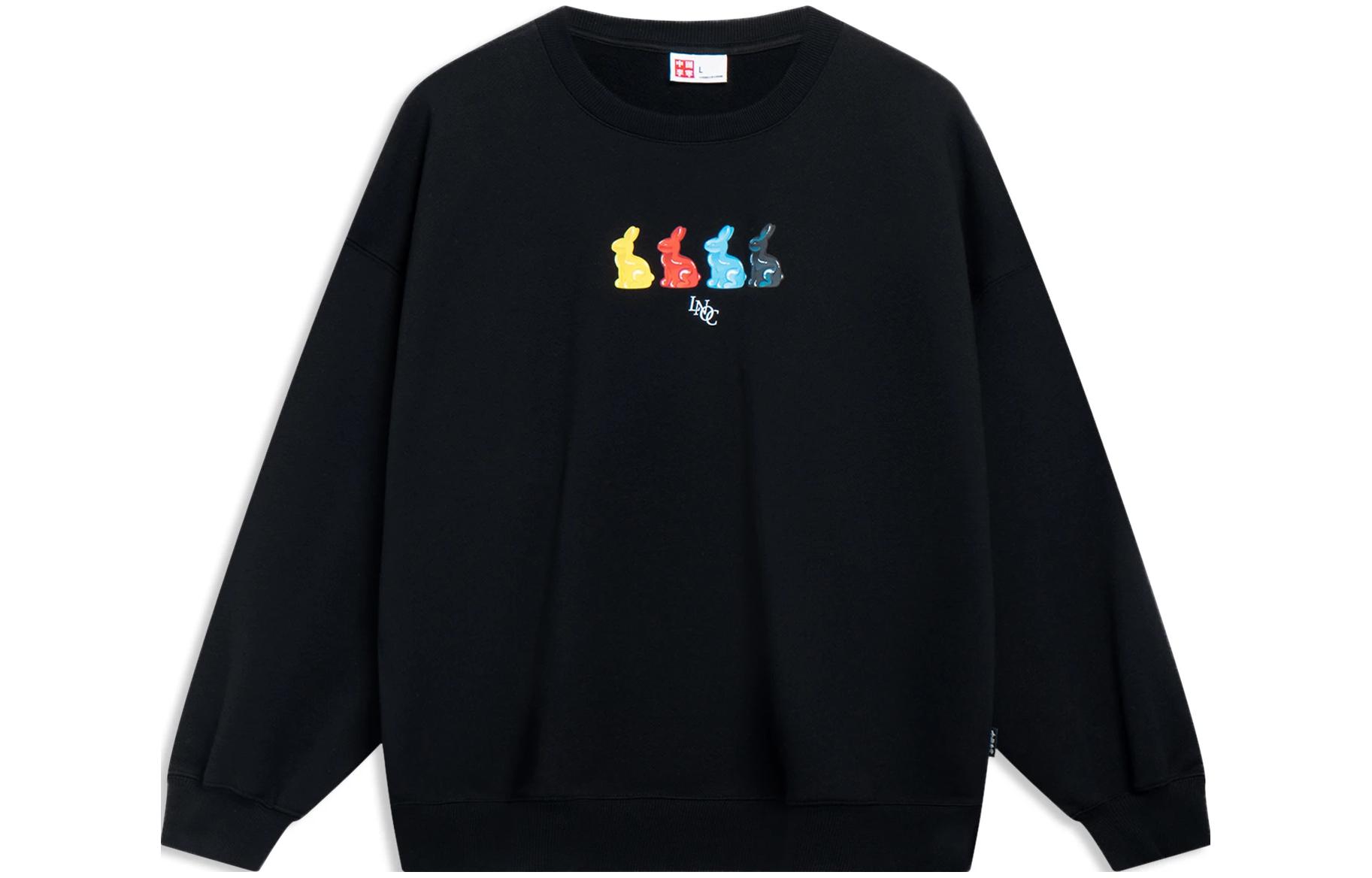 Li-Ning Fortune Crewneck Sweatshirt Black Unisex - Cartoon Print Design AWDT315-2