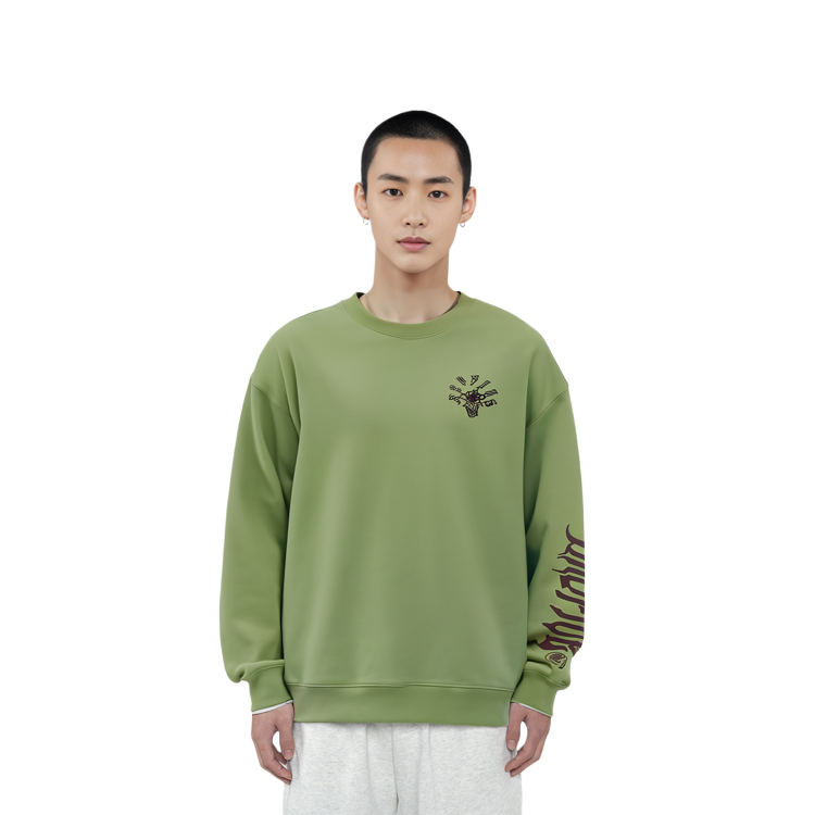 Details for Li-Ning Fresh Moss Green Unisex Crewneck Pullover Sweatshirt AWDT087-7