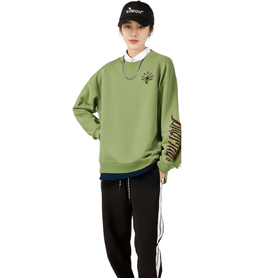 Sizing Li-Ning Fresh Moss Green Unisex Crewneck Pullover Sweatshirt AWDT087-7