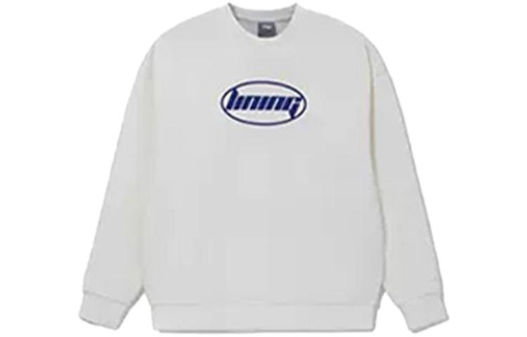 Li-Ning FW22 Logo Patch Pullover Fleece Sweatshirt White Unisex Casual Series AWDT441-1