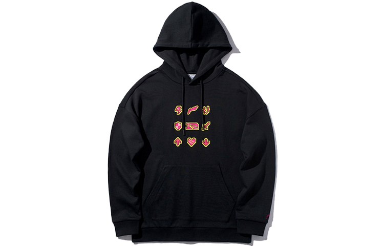Li-Ning Gaming Element Print Oversized Hoodie Black Fashion Sportswear AWDPD11-1
