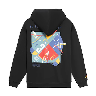 Li-Ning Geometric Basketball Pullover Sweatshirt Black – Unisex Couple Style AWDRG23-2