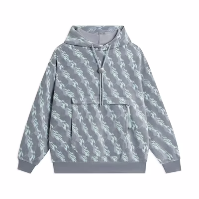 Li-Ning Geometric Print Fleece Hoodie Unisex in Gray AWDSC77-1