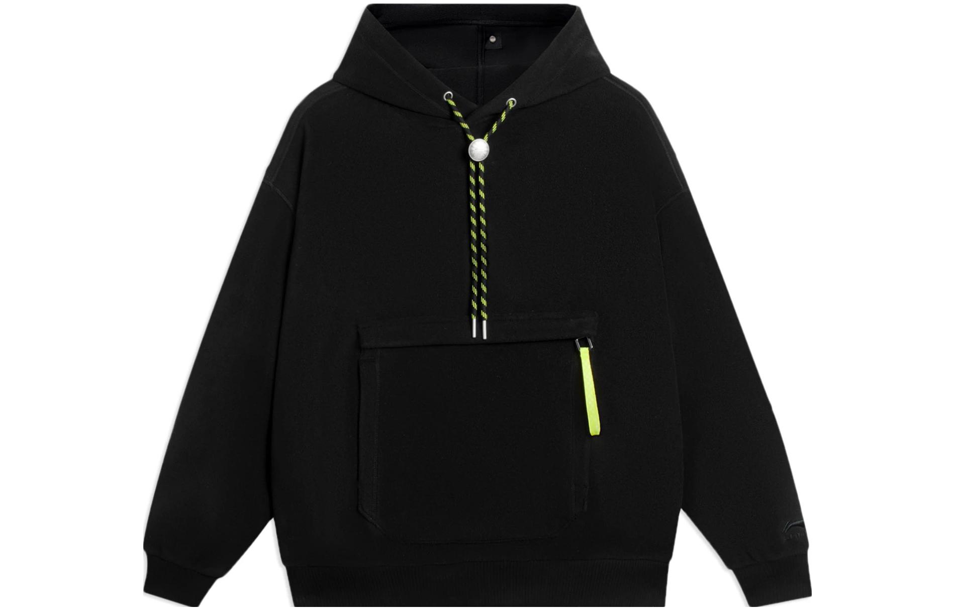 Li-Ning Geometric Print Pullover Hoodie Unisex Black AWDSC77-3