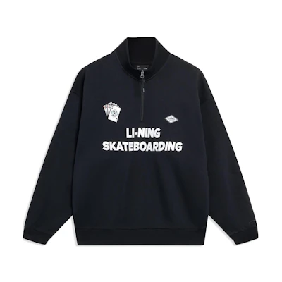 Li-Ning Golden Era Black Pullover Logo Print Sweatshirt Unisex Long Sleeve AWDT225-3