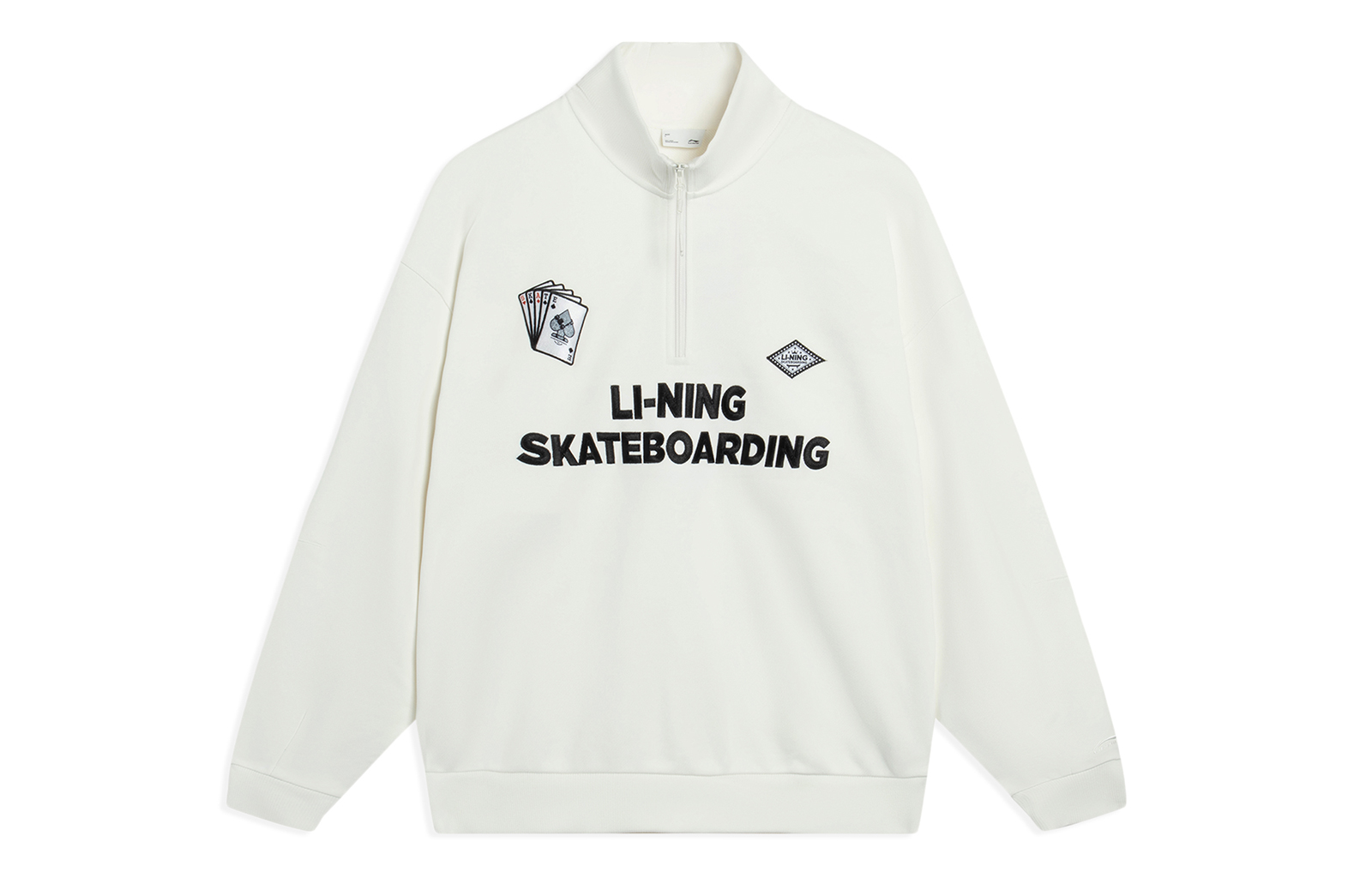 Li-Ning Golden Era Logo Embroidery Half-Zip Pullover Sweatshirt Off-White Unisex AWDT225-2